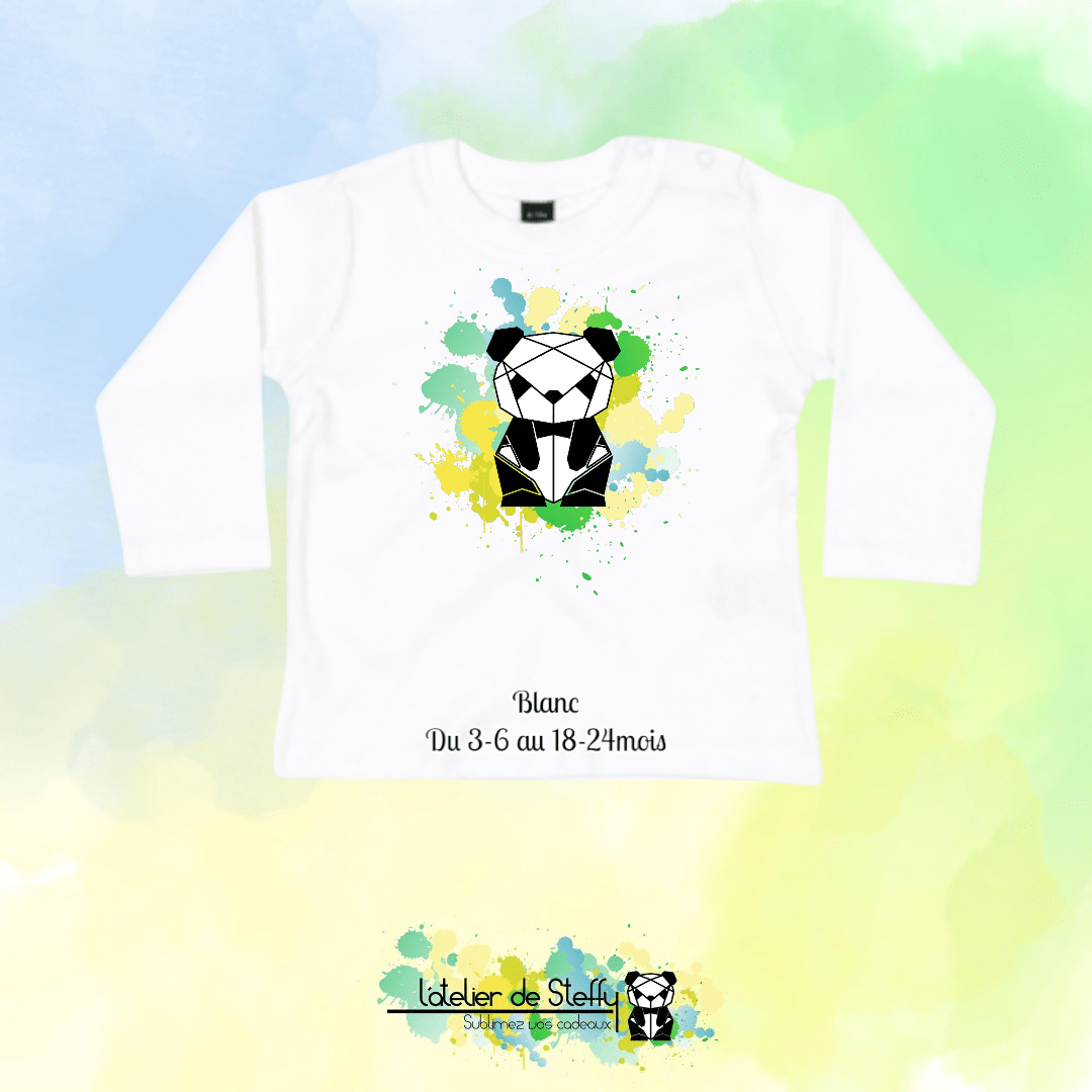 Tee shirt manches longues Bibouille - Panda de l'atelier