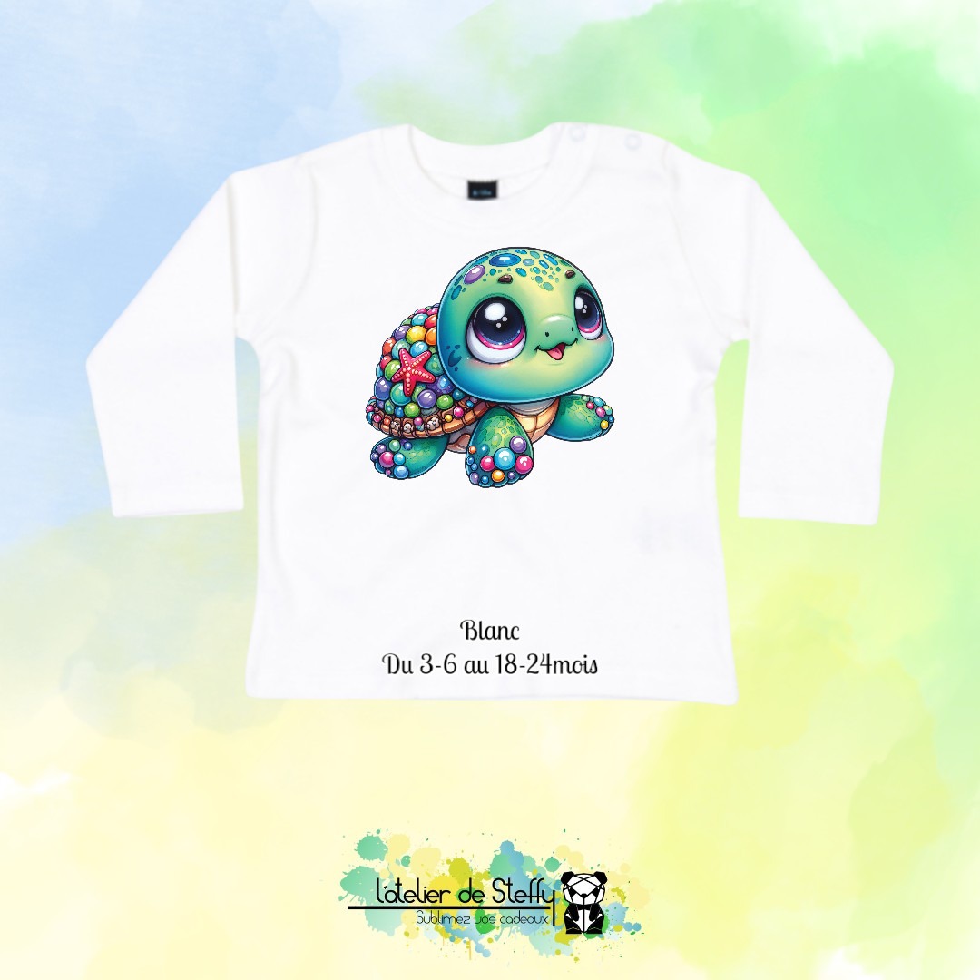 Tee shirt manches longues Bibouille - Tortue mimi