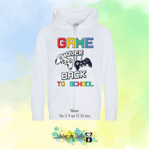 Veste sweat capuche Lou - Game over...Back to school