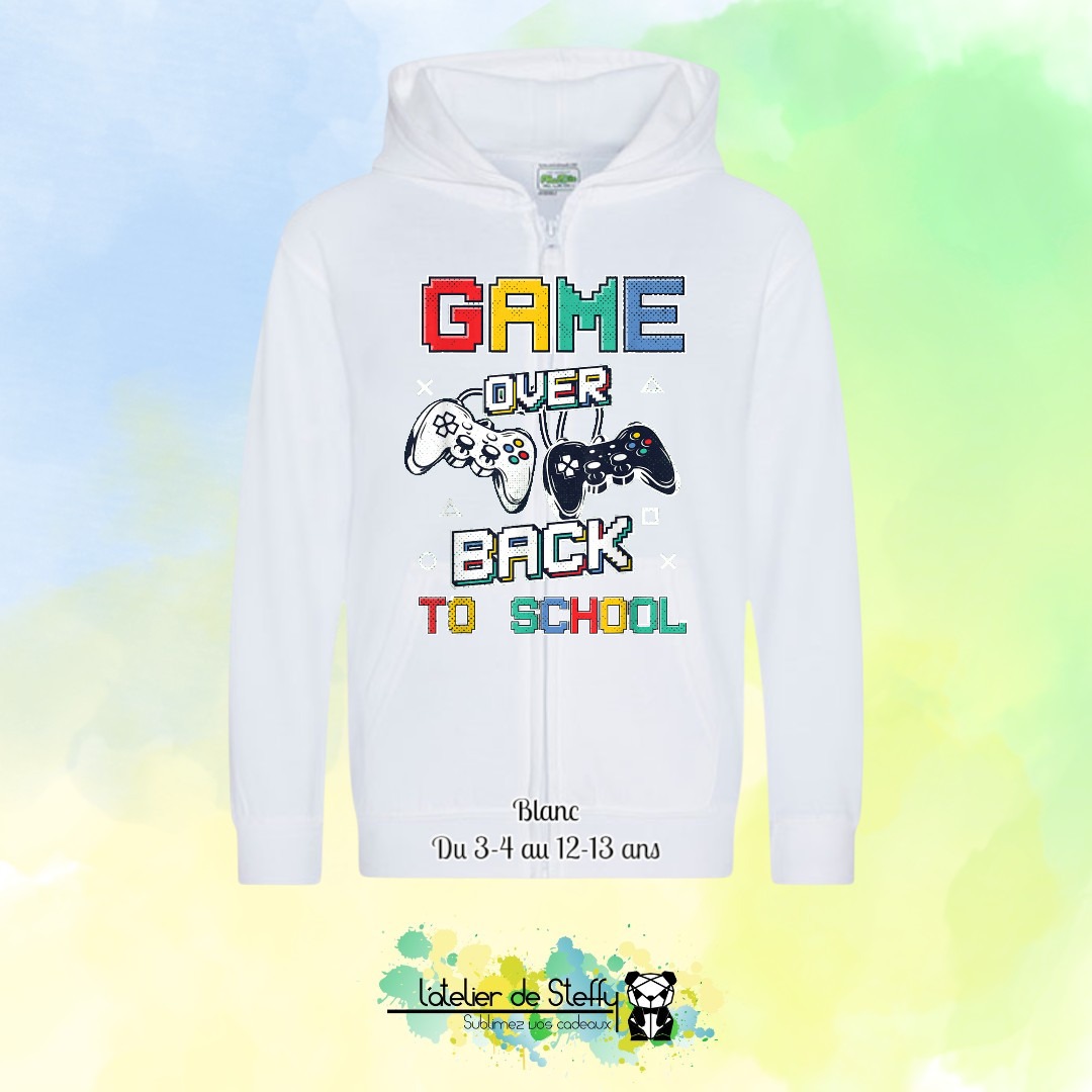 Veste sweat capuche Lou - Game over...Back to school