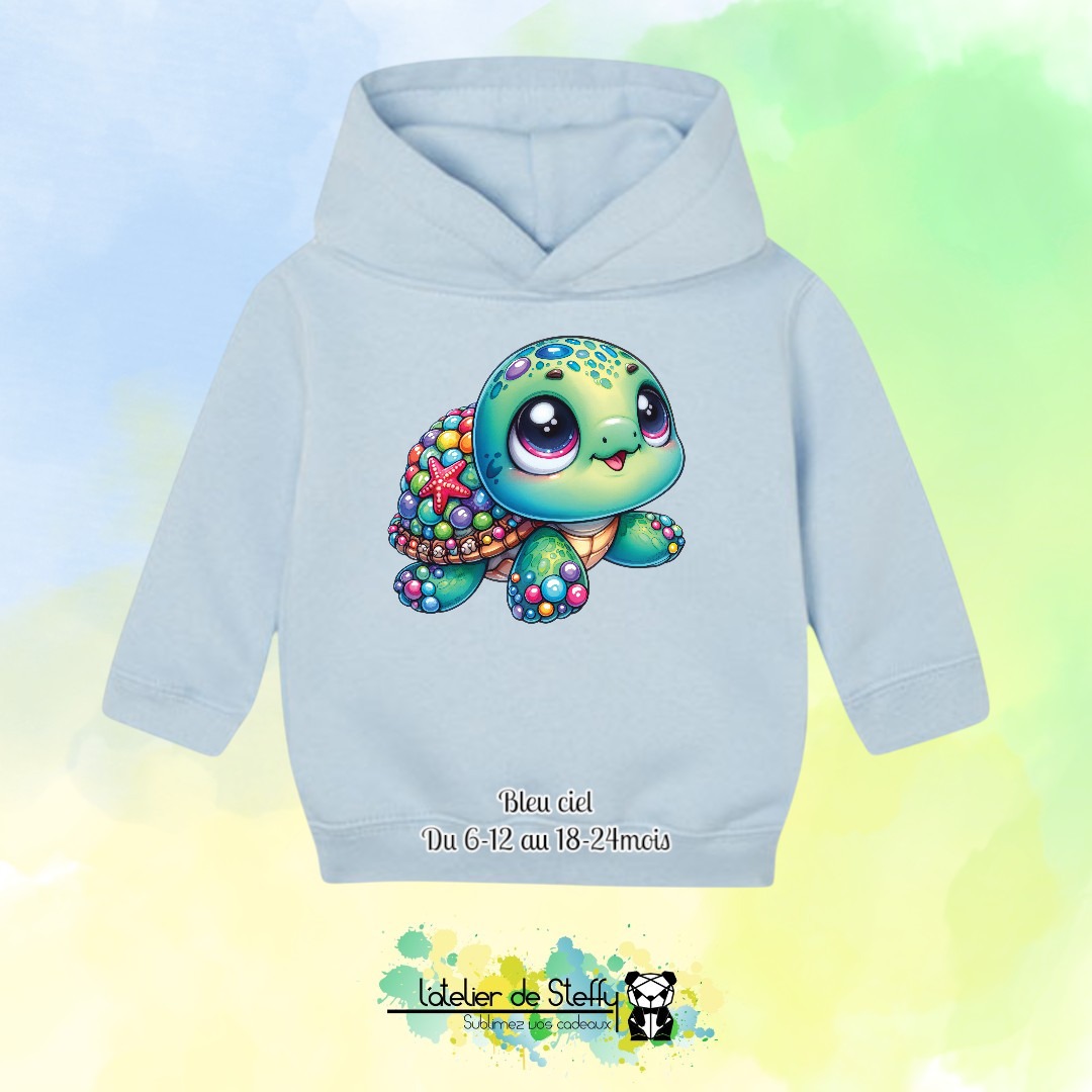 Sweat capuche Boudchou - Tortue mimi