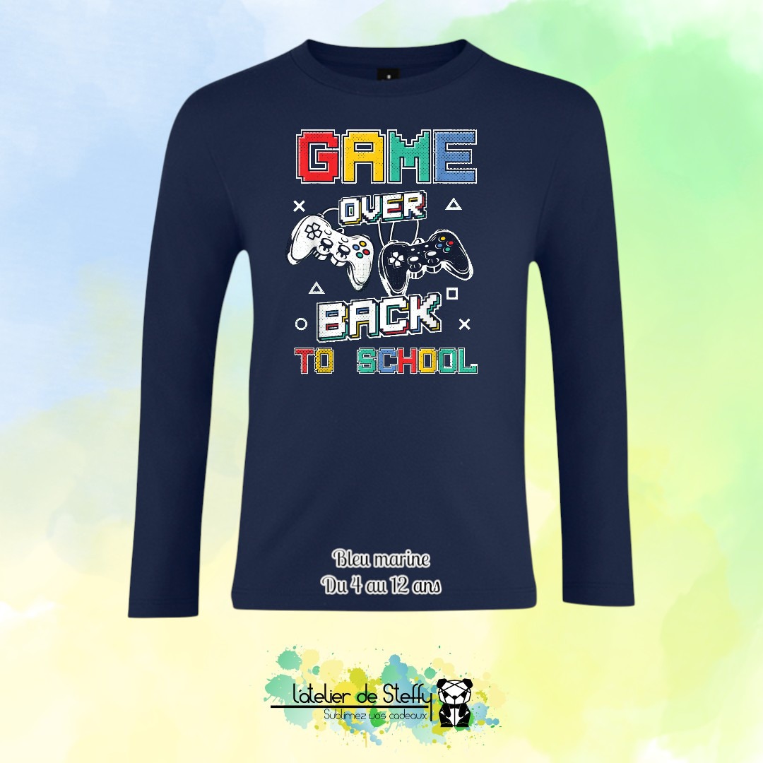 Tee shirt manches longues Ethan - Game over...Back to school – Image 2