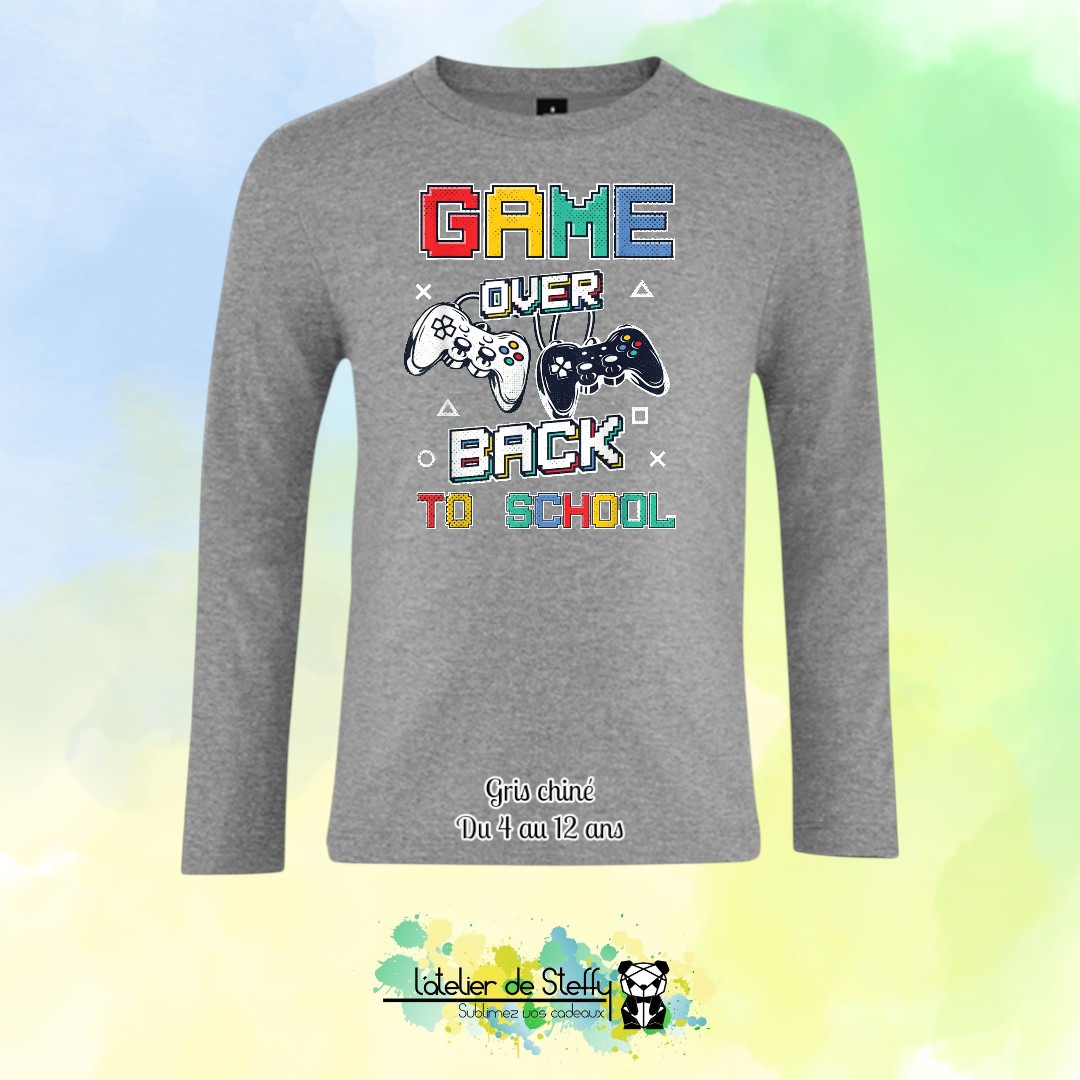 Tee shirt manches longues Ethan - Game over...Back to school – Image 4