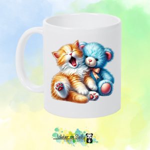 Mug blanc - Chaton et ourson