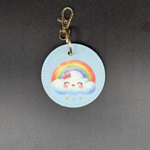 Porte clés simili - Rond bleu - Arc-en-ciel kawaii