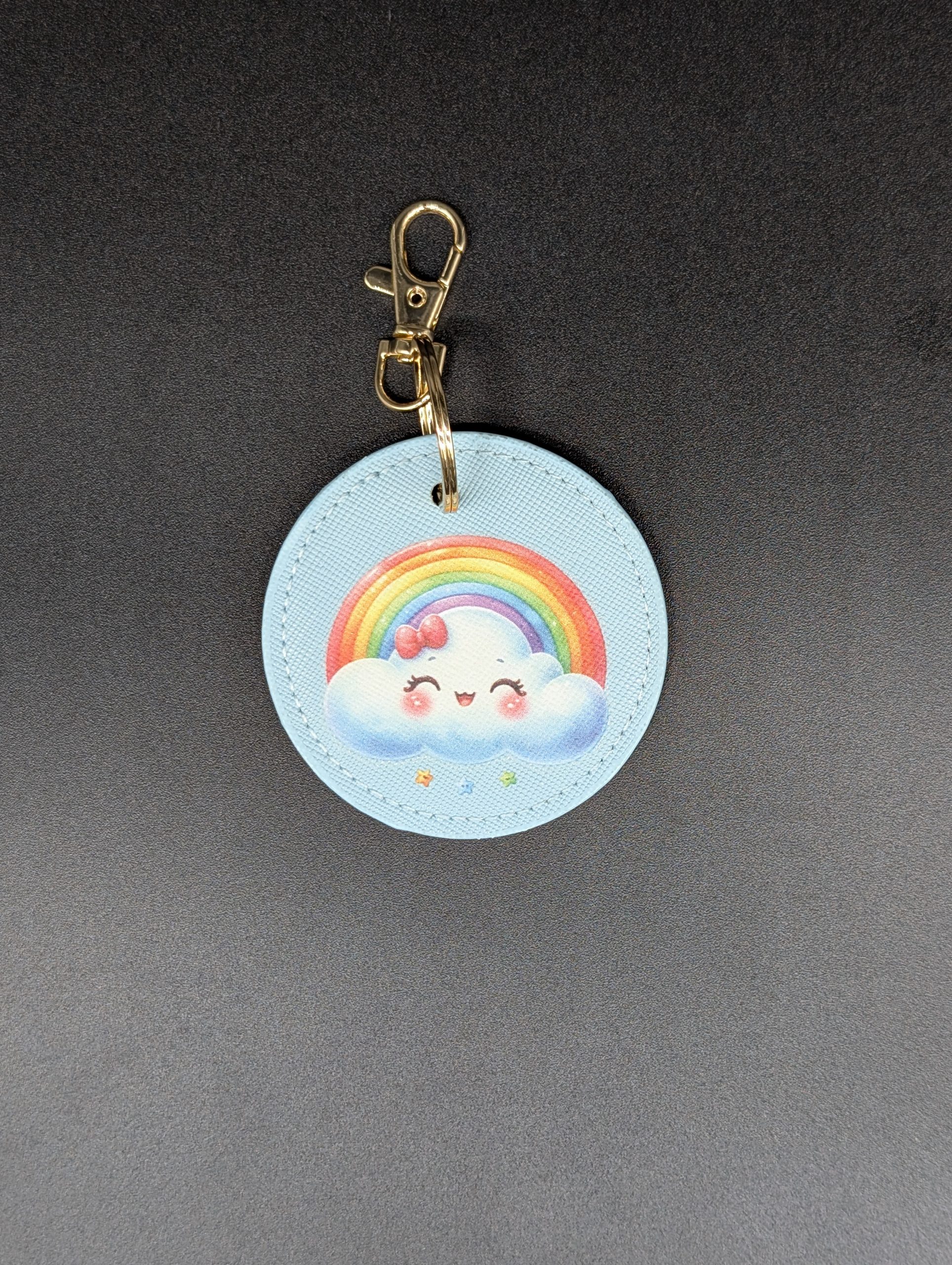Porte clés simili - Rond bleu - Arc-en-ciel kawaii