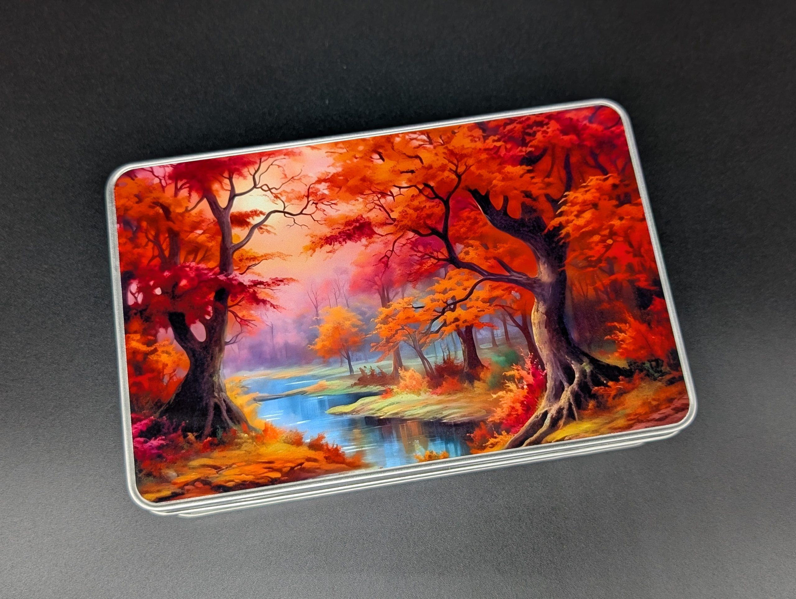 Boîte métal - Automne sous bois et rivière