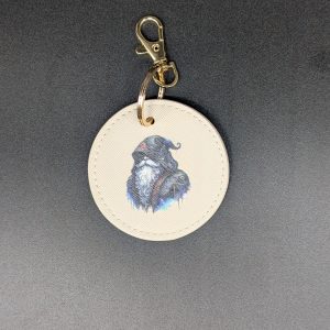 Porte clés simili - Rond crème - Barbu gothique