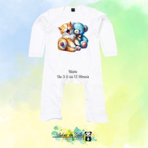 Barboteuse Pitchoune - Chaton et ourson