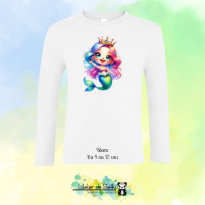 Tee shirt manches longues Ethan - Sirène arc-en-ciel