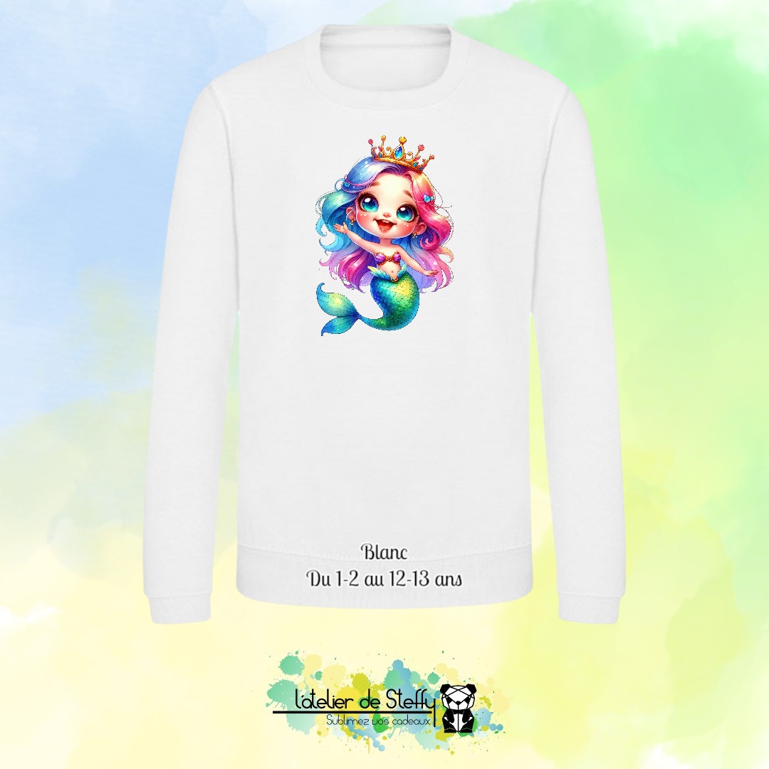 Sweat col rond Lyzo - Sirène arc-en-ciel