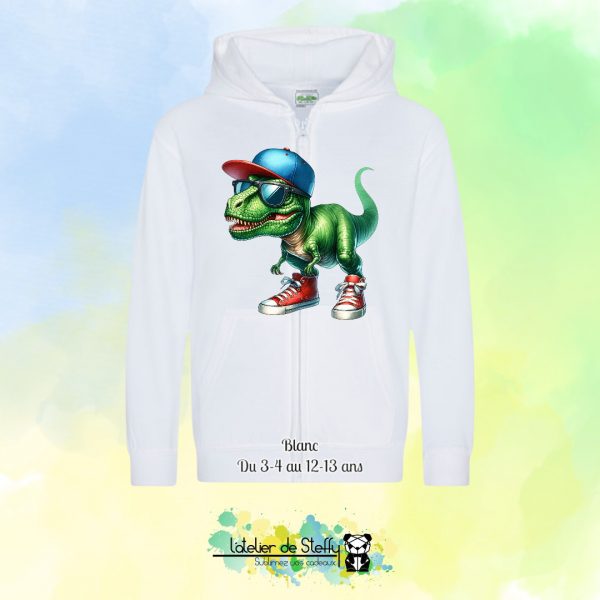 Veste sweat capuche Lou - T-rex cool