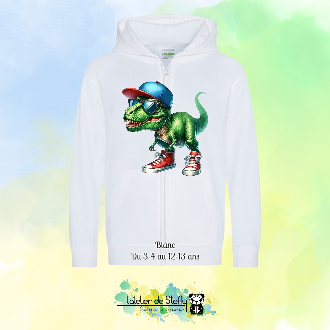 Veste sweat capuche Lou - T-rex cool