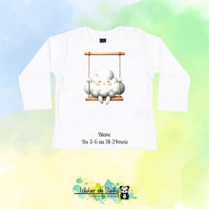 Tee shirt manches longues Bibouille - Nuage balançoire