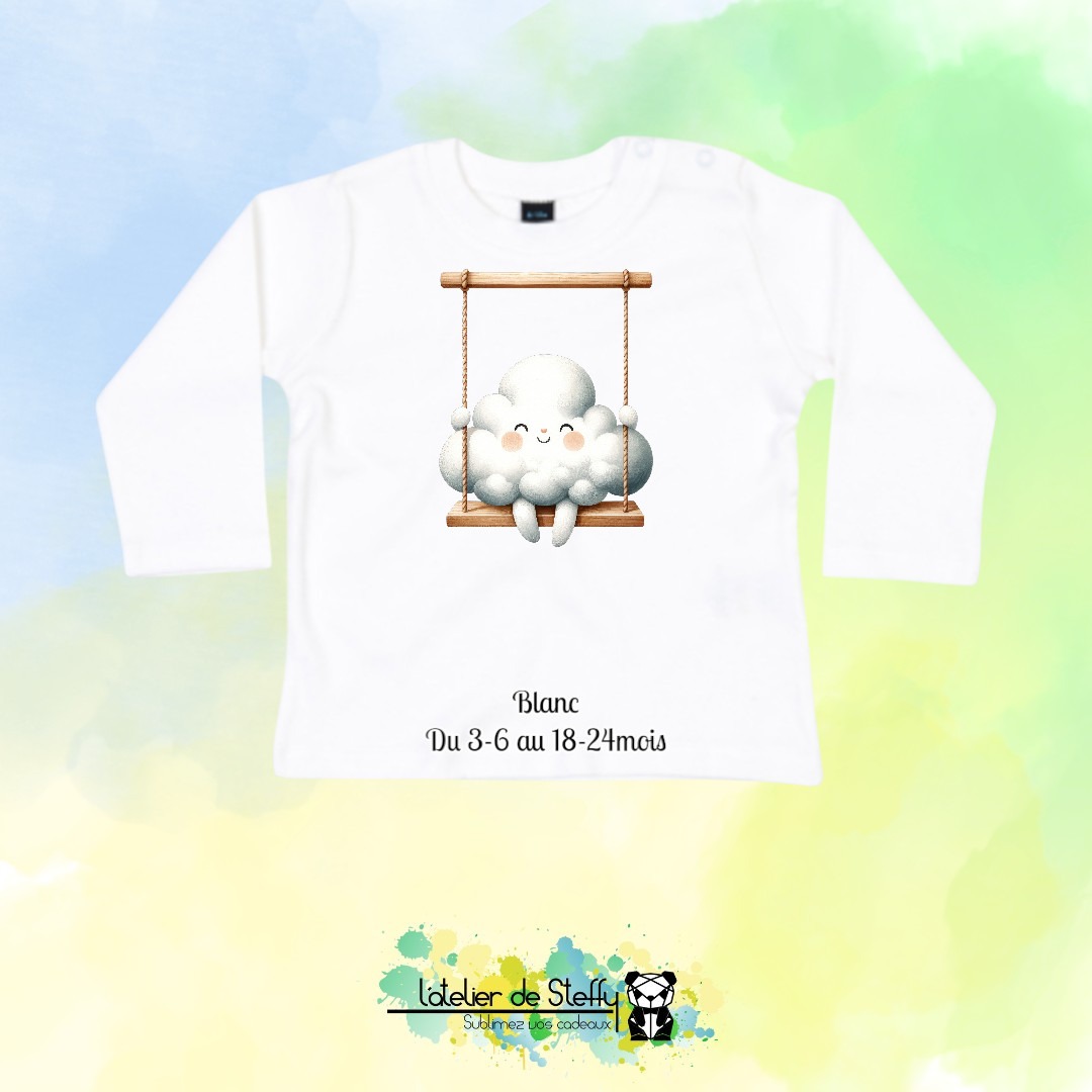Tee shirt manches longues Bibouille - Nuage balançoire