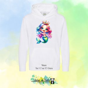 Sweat capuche Noah - Sirène arc-en-ciel