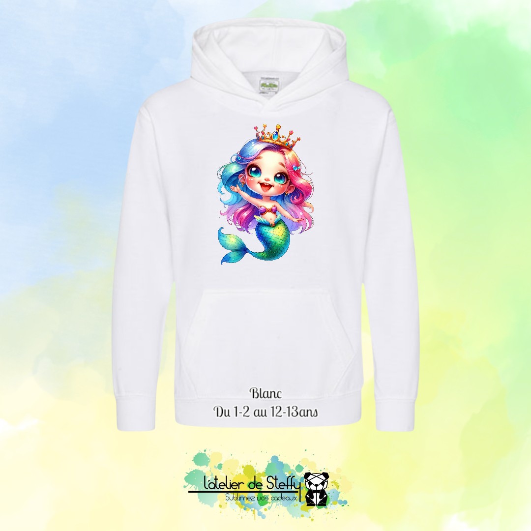 Sweat capuche Noah - Sirène arc-en-ciel