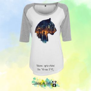 Tee-shirt manches 3/4 Majo - Tigre nocturne