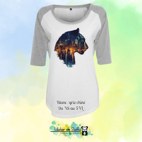 Tee-shirt manches 3/4 Majo - Tigre nocturne