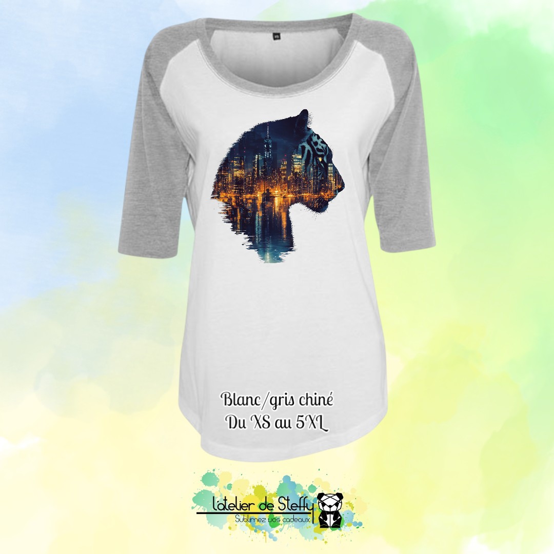 Tee-shirt manches 3/4 Majo - Tigre nocturne