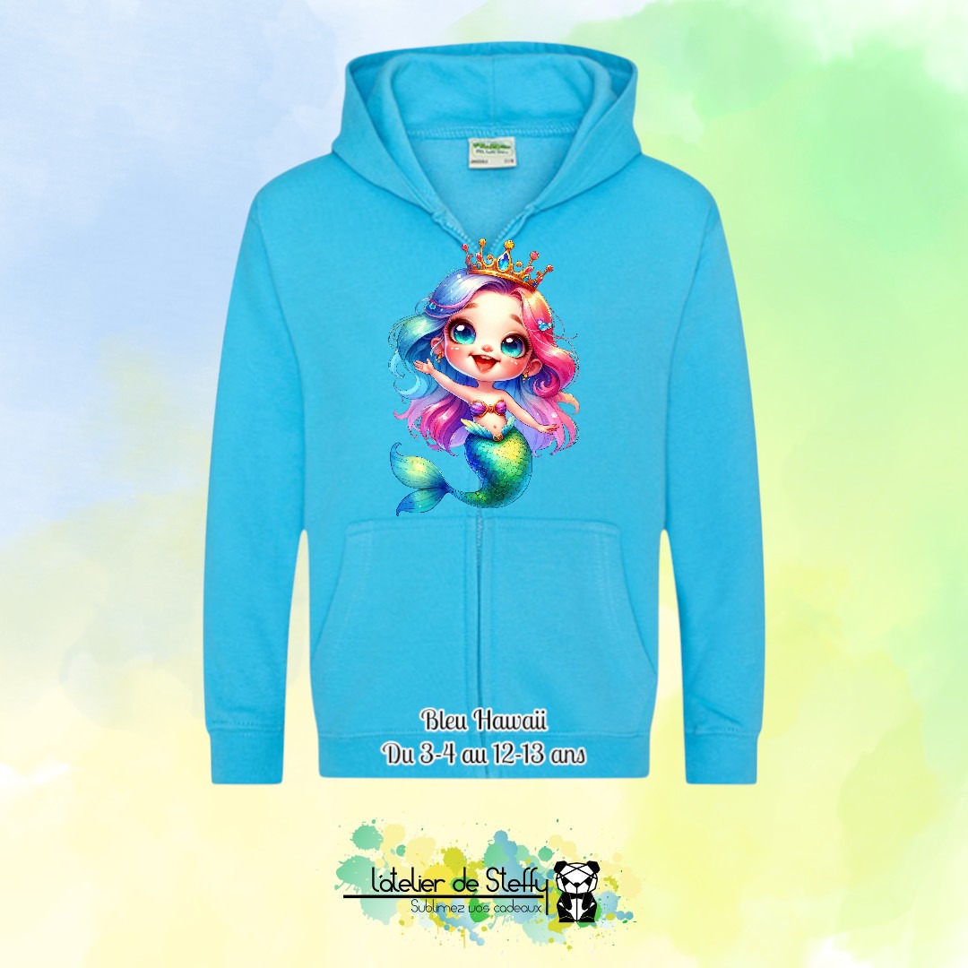 Veste sweat capuche Lou - Sirène arc-en-ciel – Image 2
