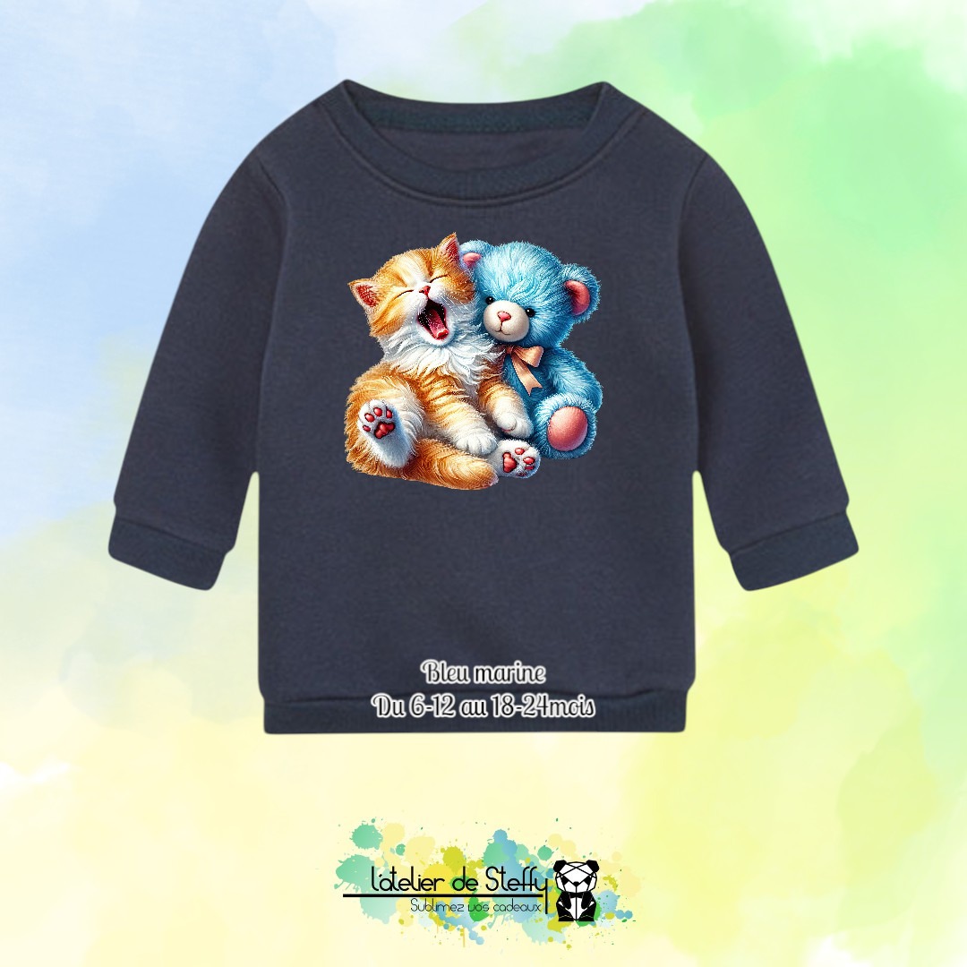 Sweat col rond Choupinou - Chaton et ourson – Image 2