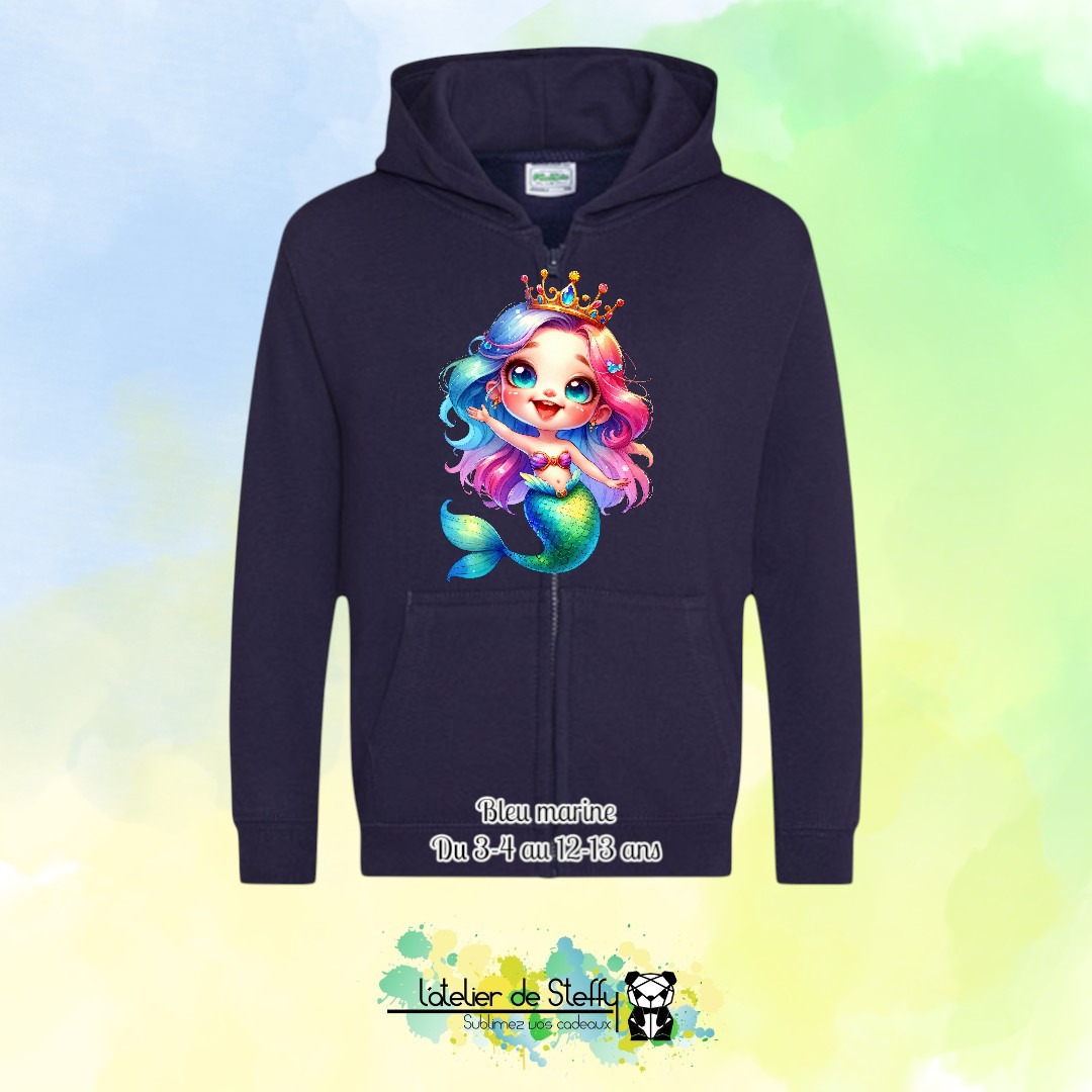 Veste sweat capuche Lou - Sirène arc-en-ciel – Image 3