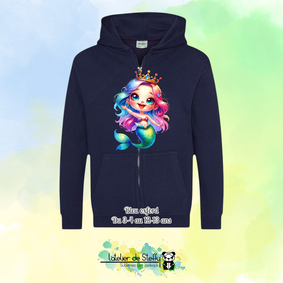 Veste sweat capuche Lou - Sirène arc-en-ciel – Image 4
