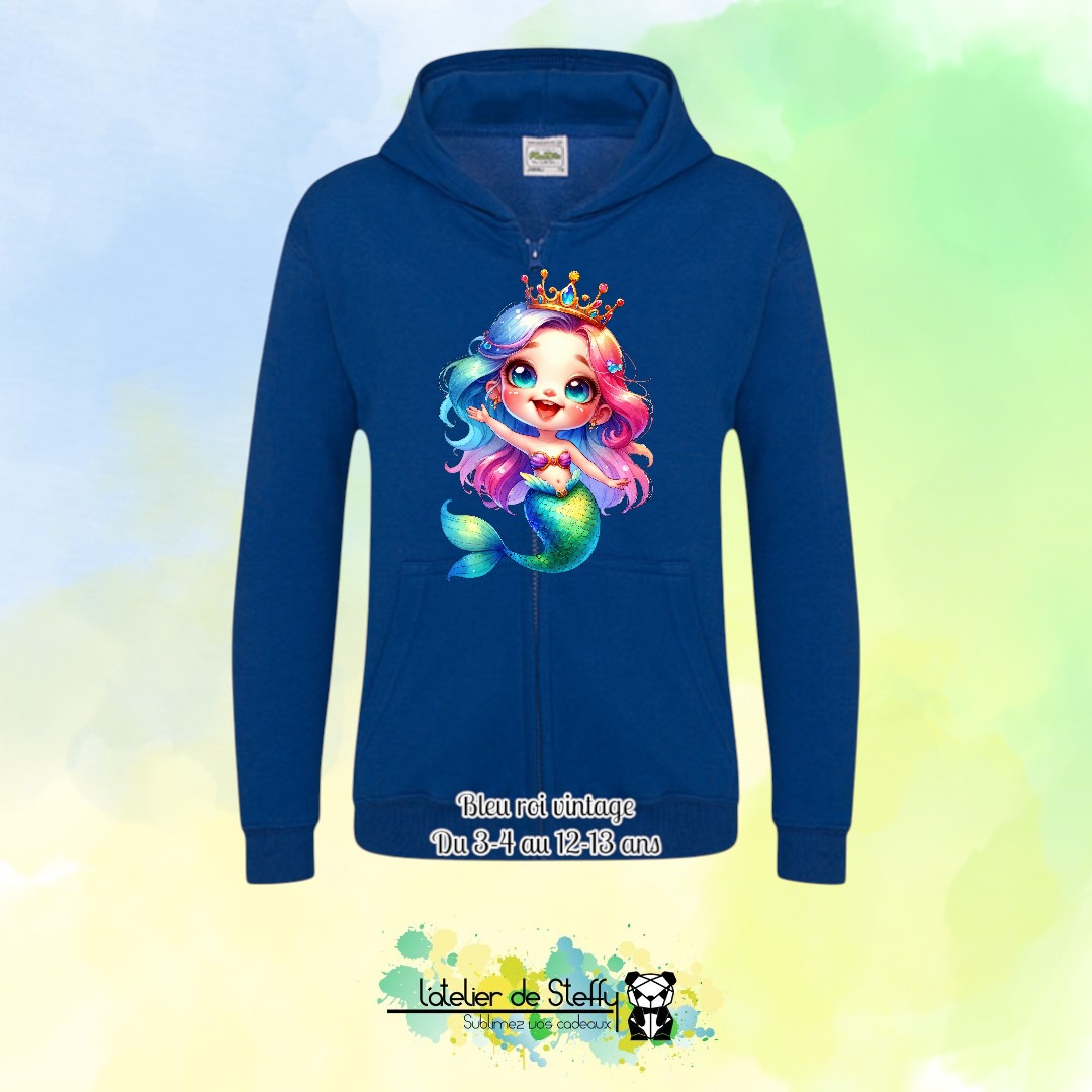 Veste sweat capuche Lou - Sirène arc-en-ciel – Image 5
