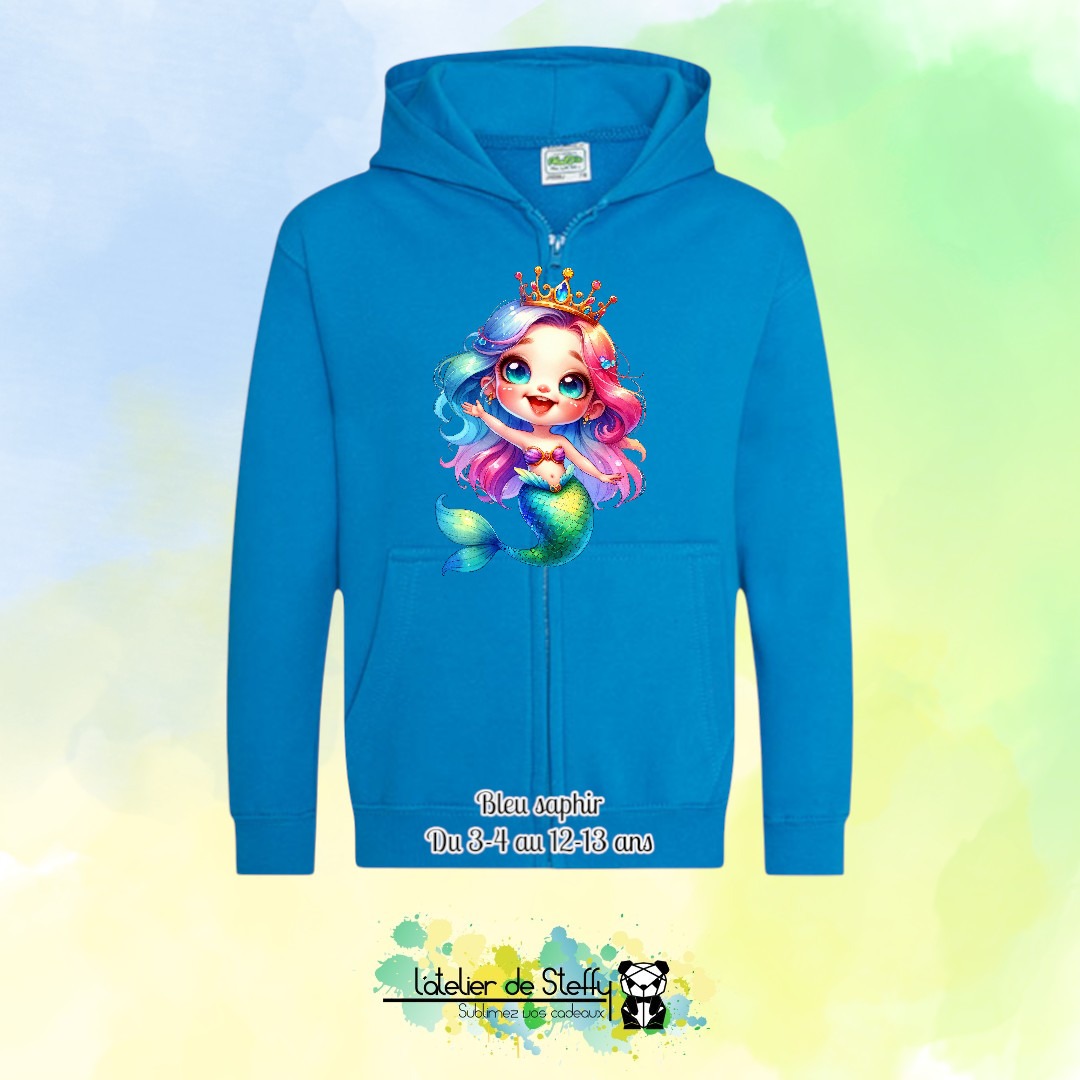Veste sweat capuche Lou - Sirène arc-en-ciel – Image 6
