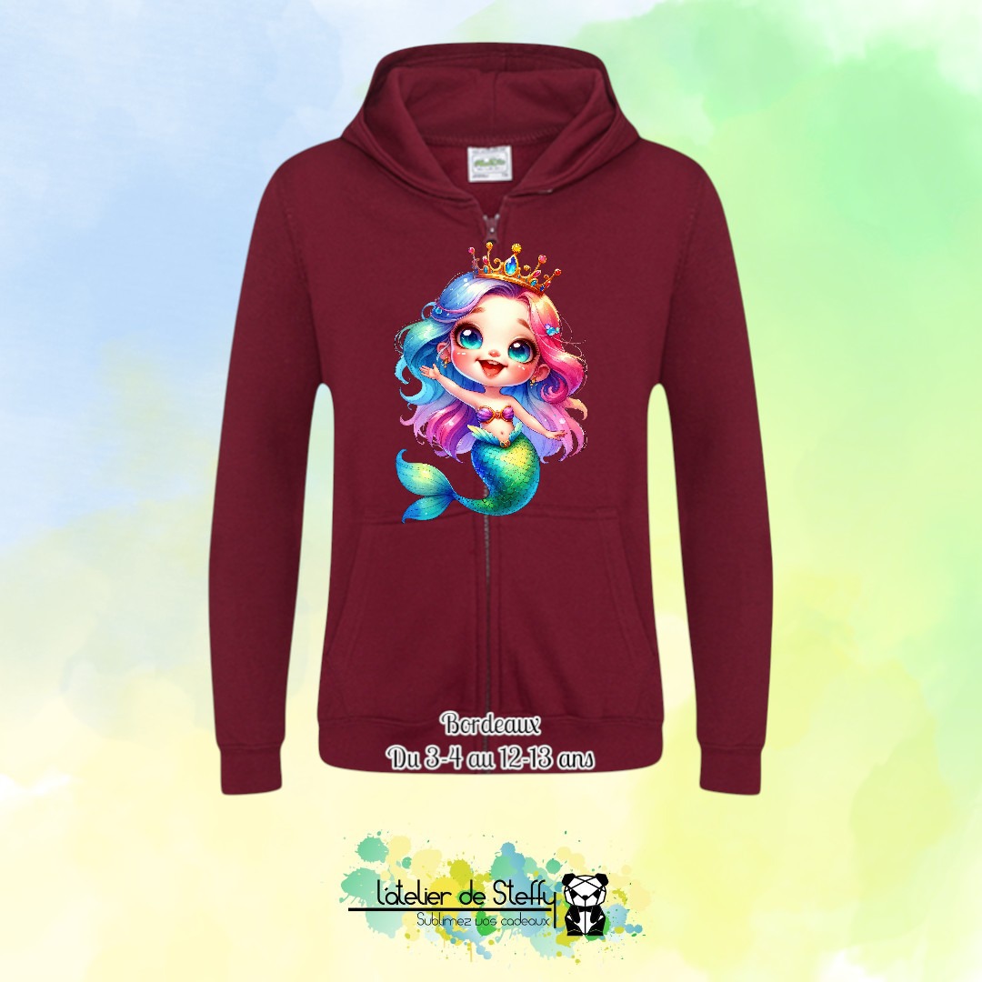 Veste sweat capuche Lou - Sirène arc-en-ciel – Image 7