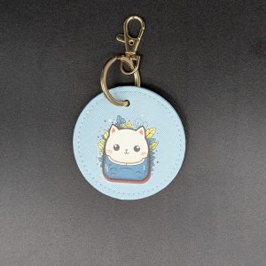 Porte clés simili - Rond bleu - Chat in the pocket