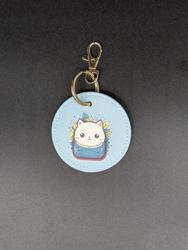 Porte clés simili - Rond bleu - Chat in the pocket