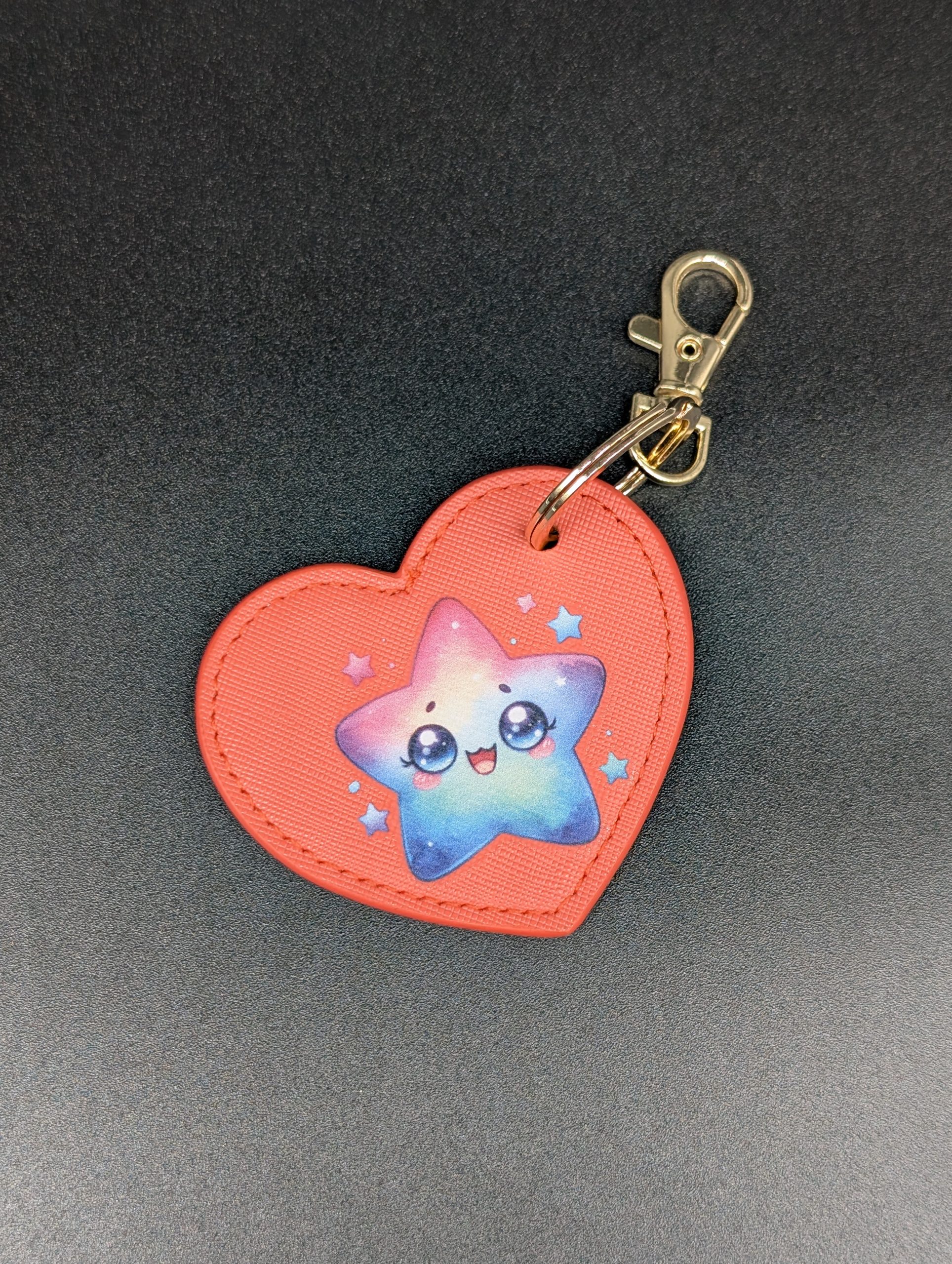 Porte clés simili - Coeur corail - Etoile kawaii