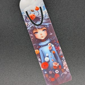 Marque page en alu - Fille en fleurs