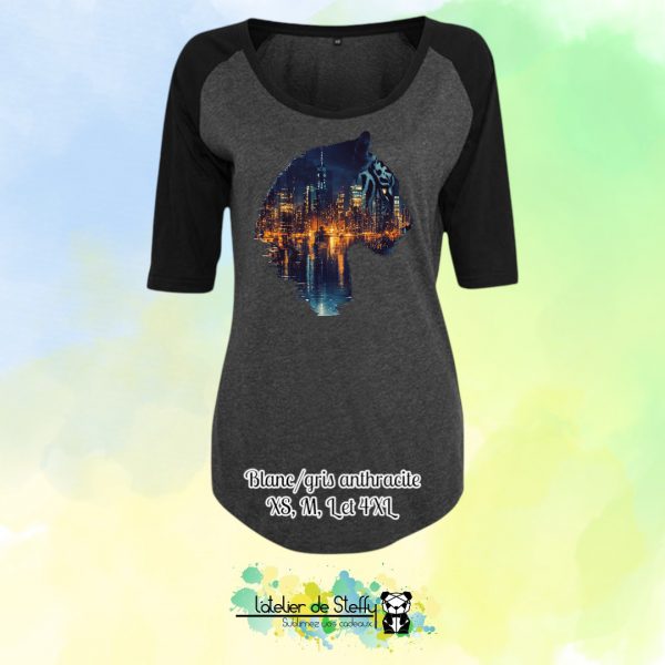 Tee-shirt manches 3/4 Majo - Tigre nocturne – Image 4