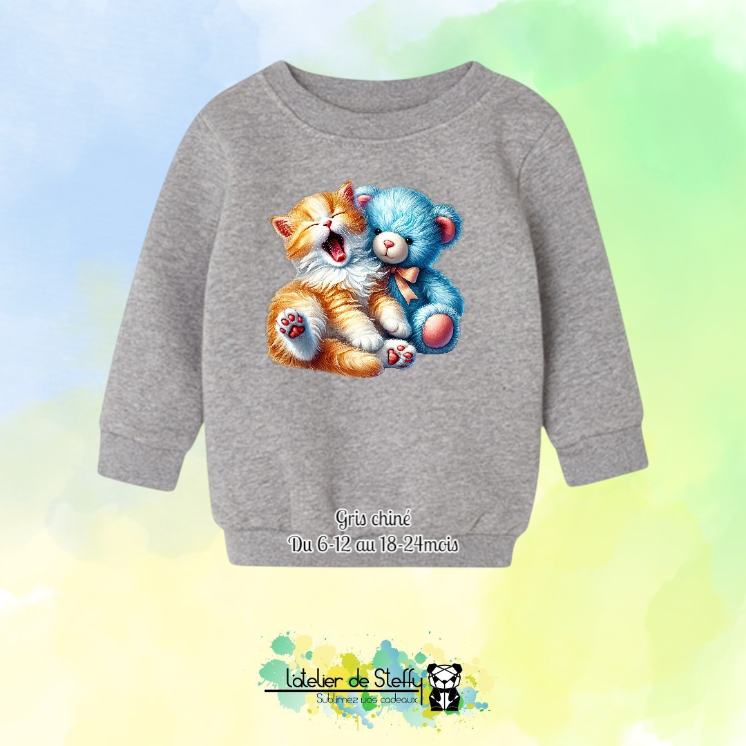 Sweat col rond Choupinou - Chaton et ourson – Image 3