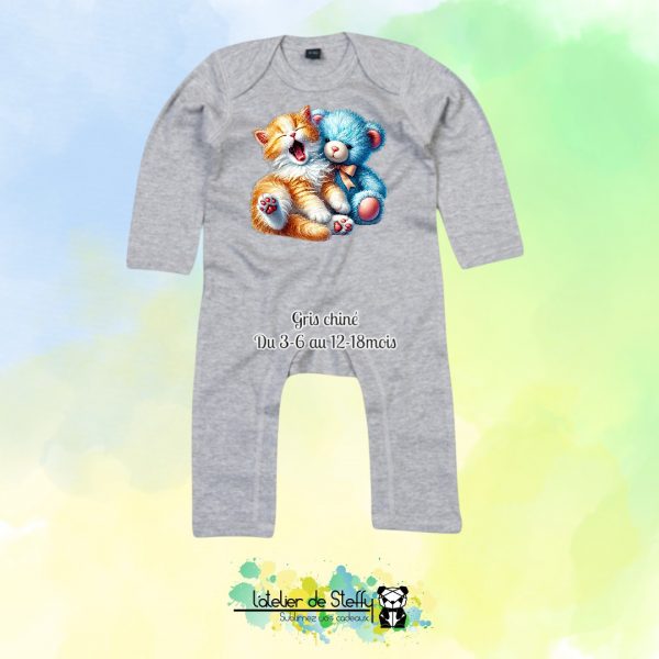 Barboteuse Pitchoune - Chaton et ourson – Image 4