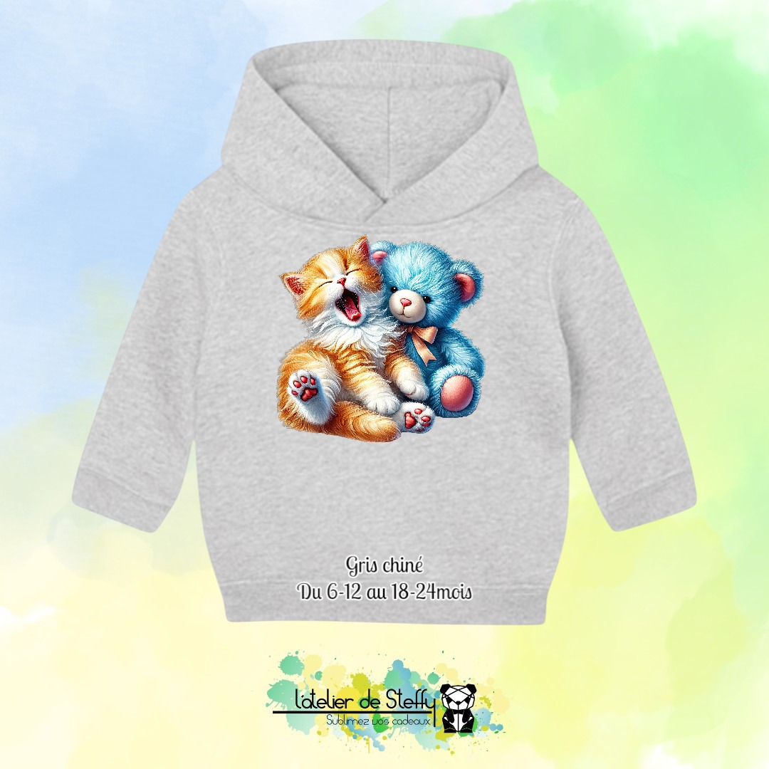 Sweat capuche Boudchou - Chaton et ourson – Image 3