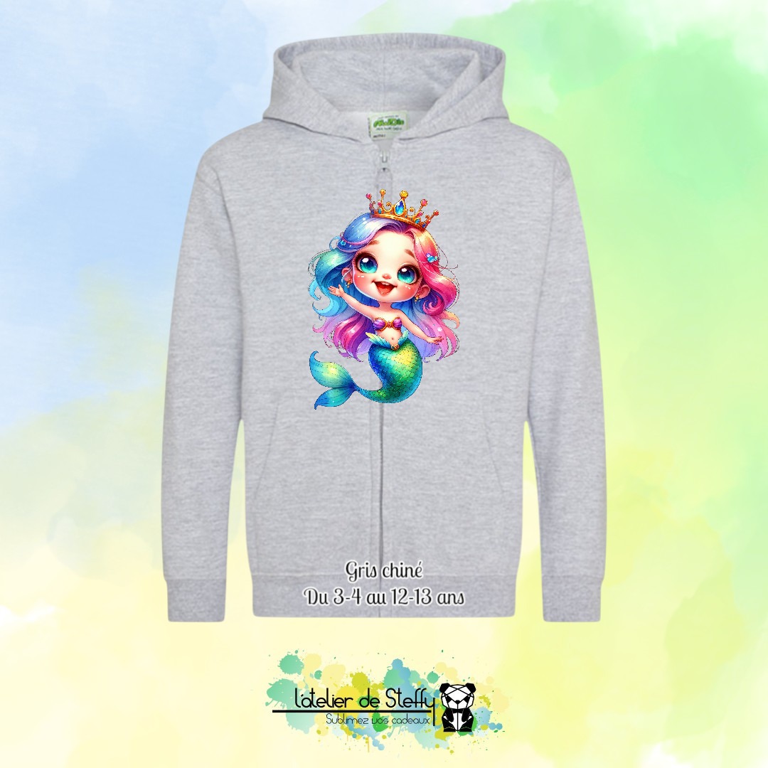 Veste sweat capuche Lou - Sirène arc-en-ciel – Image 8