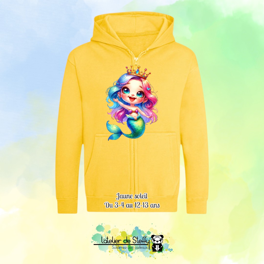 Veste sweat capuche Lou - Sirène arc-en-ciel – Image 9