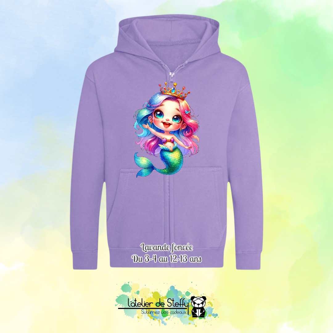 Veste sweat capuche Lou - Sirène arc-en-ciel – Image 10