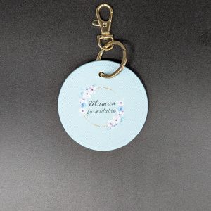Porte clés simili - Rond bleu - Maman formidable