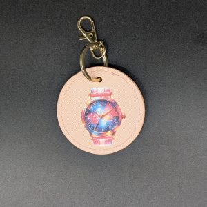 Porte clés simili - Rond rose - Montre vintage