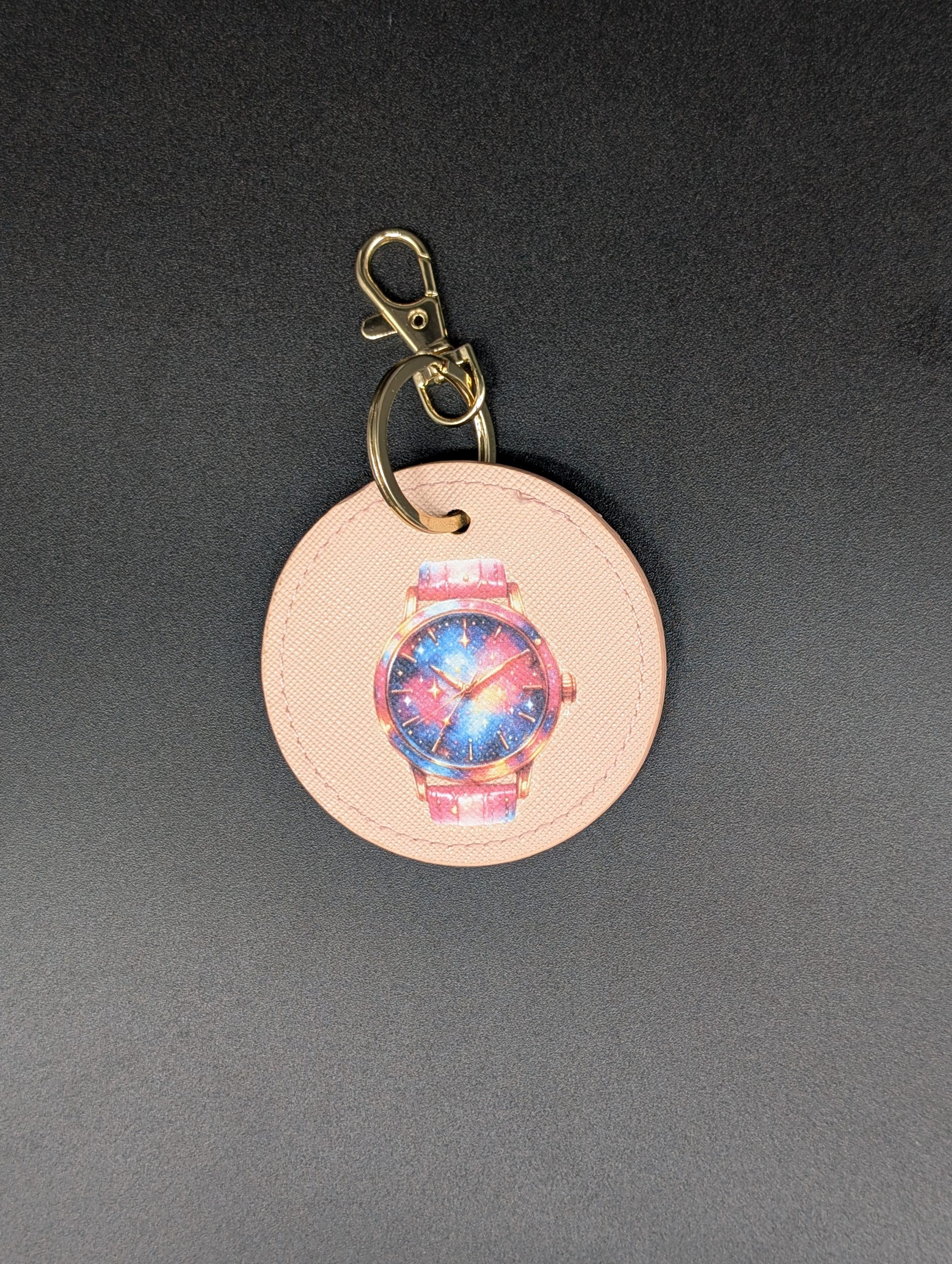 Porte clés simili - Rond rose - Montre vintage