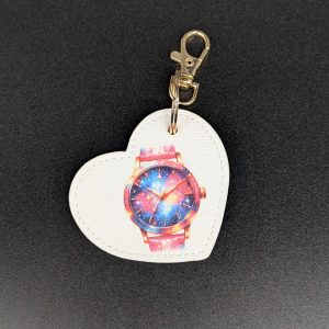 Porte clés simili - Coeur blanc - Montre vintage