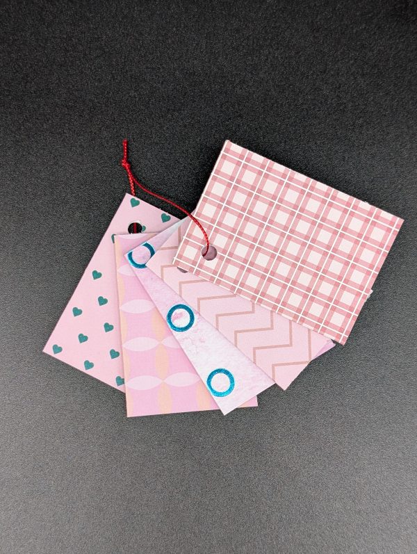 Lot de 5 étiquettes cadeau - Motifs roses