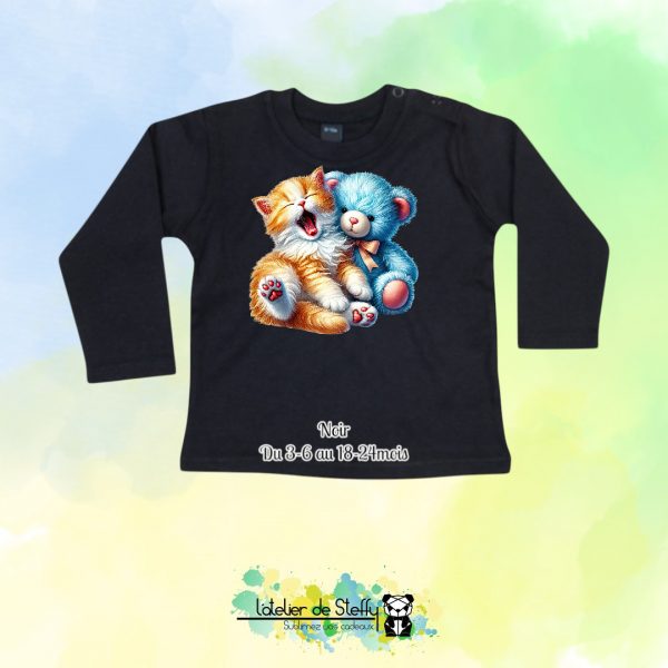 Tee shirt manches longues Bibouille - Chaton et ourson – Image 5
