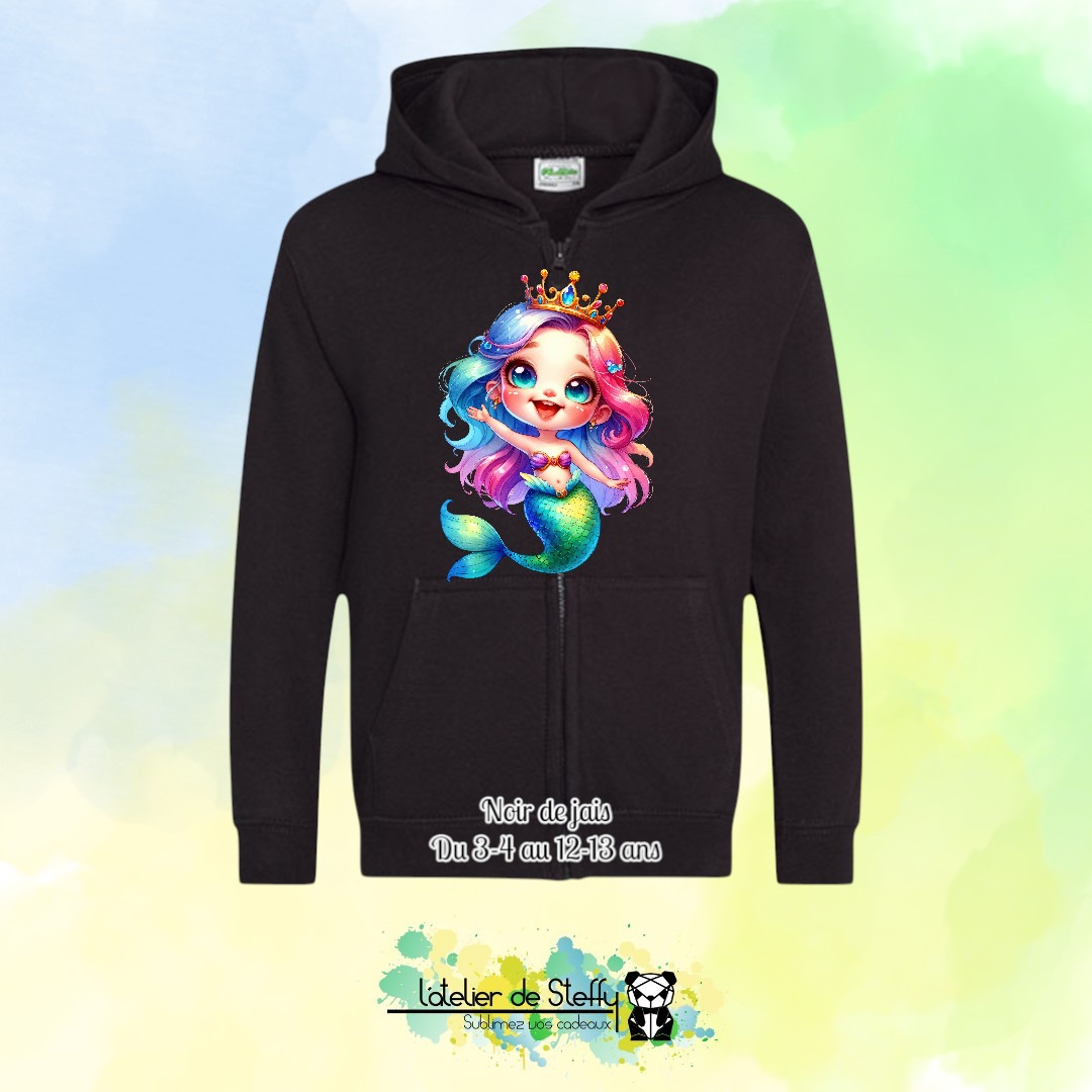 Veste sweat capuche Lou - Sirène arc-en-ciel – Image 11