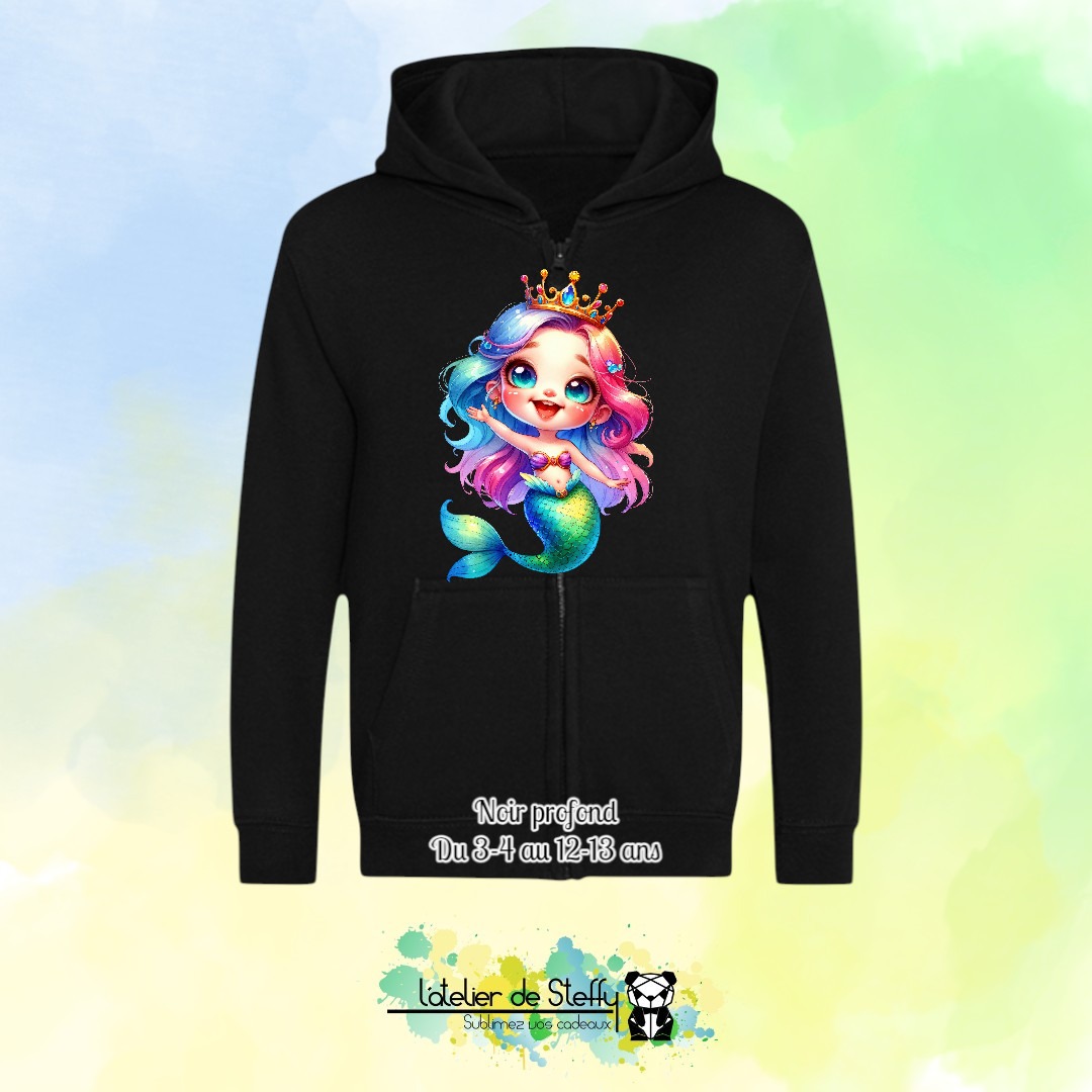 Veste sweat capuche Lou - Sirène arc-en-ciel – Image 12